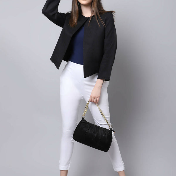 Even Apparels Black 100% Viscose Open Front Statement Women's Jacket - Distacart