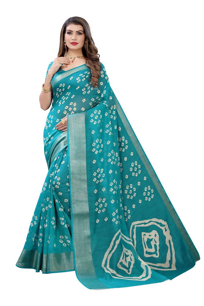 Vamika Rama Green Linen Zari Border Saree