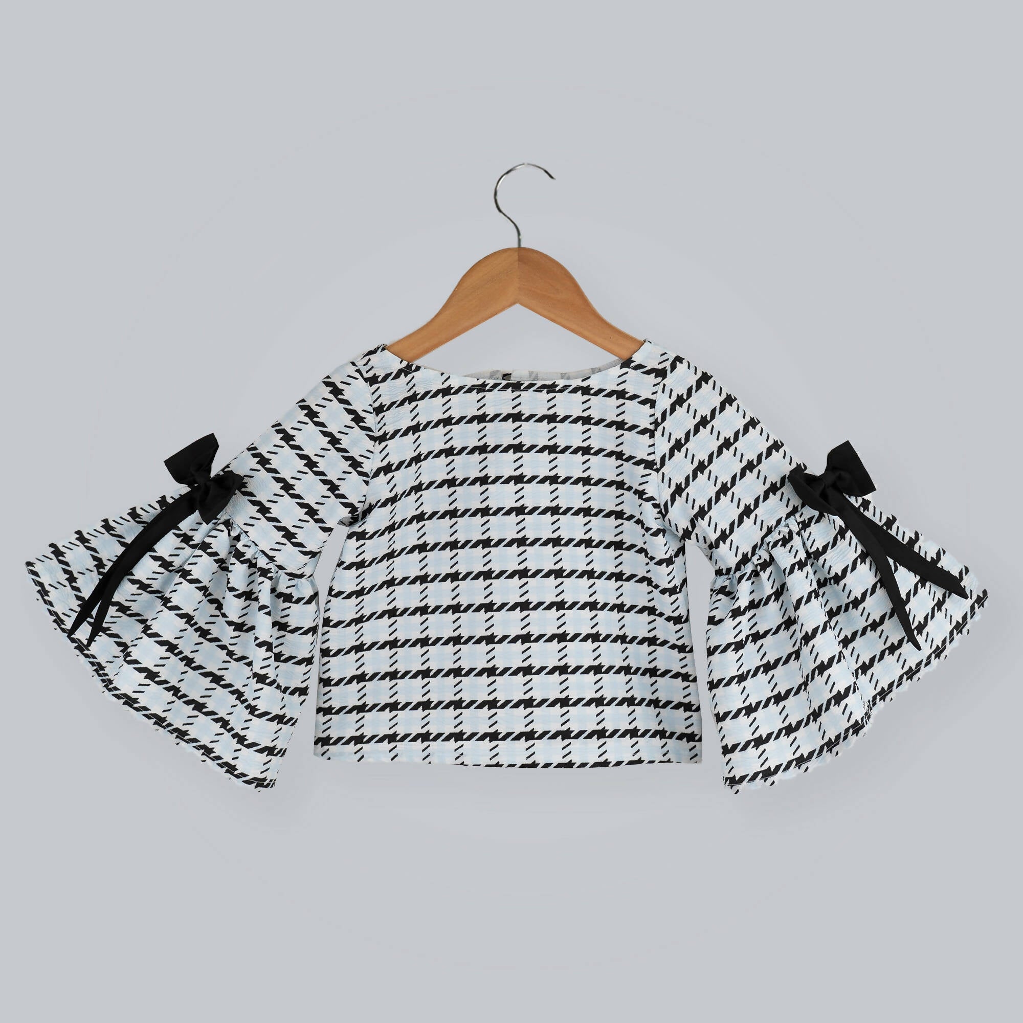 Pink Cow Fashions Box Printed Top With Bow - Distacart