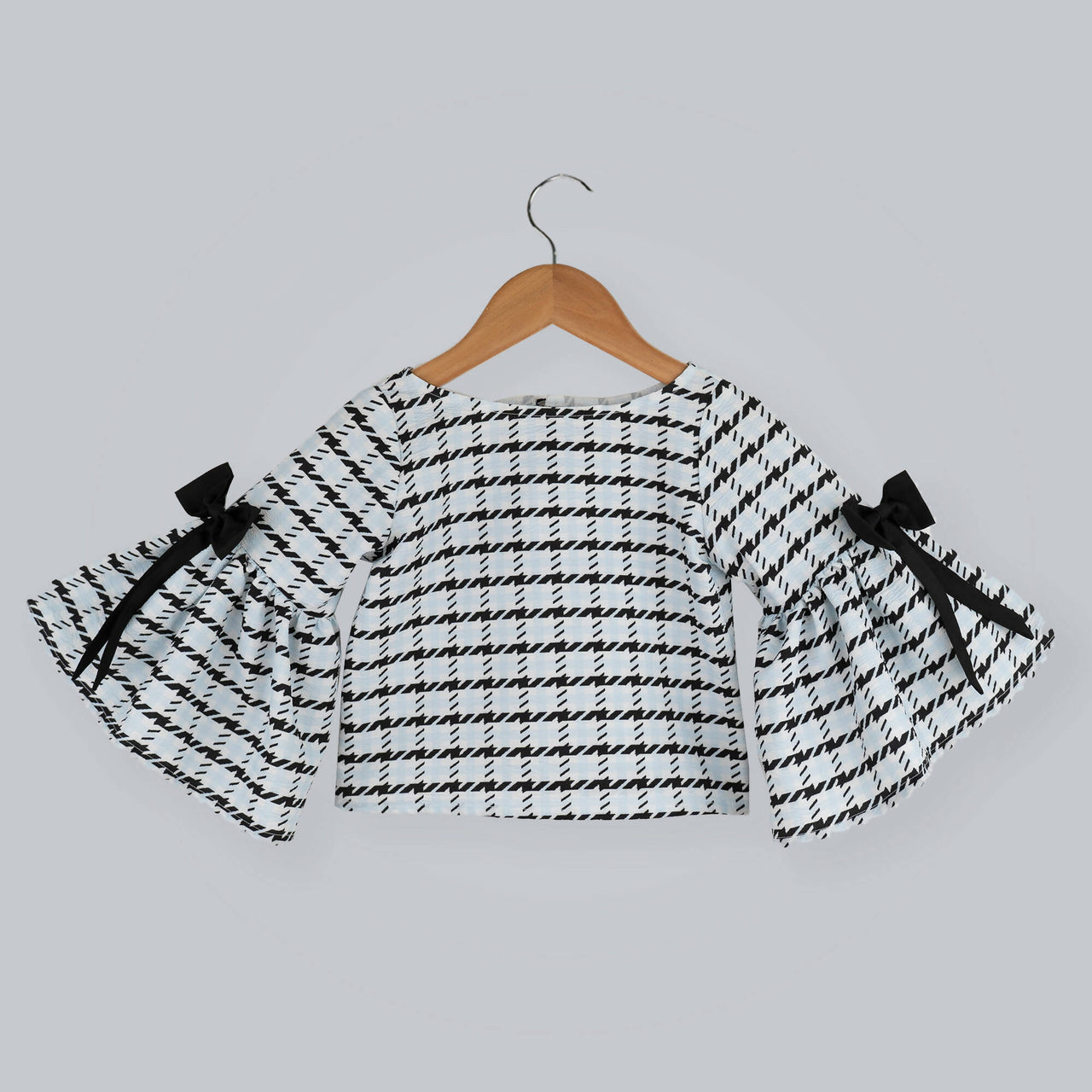 Pink Cow Fashions Box Printed Top With Bow - Distacart