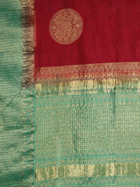 Thumbnail for Kalamandir Woven Design Maroon Silk Blend Saree