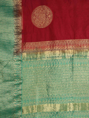 Kalamandir Woven Design Maroon Silk Blend Saree