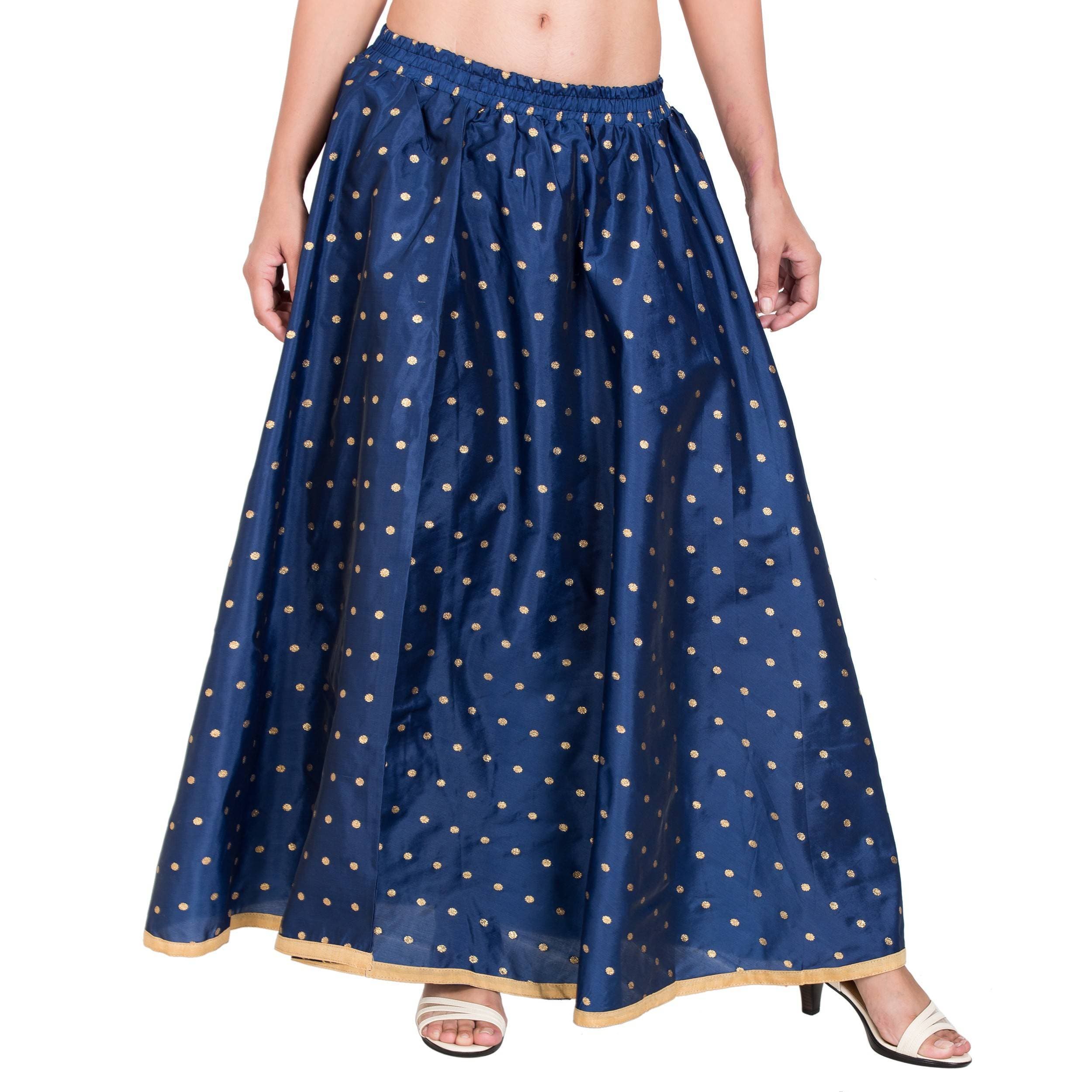 Asmaani Navy Blue Color Golden Zari Work Maxi Skirt