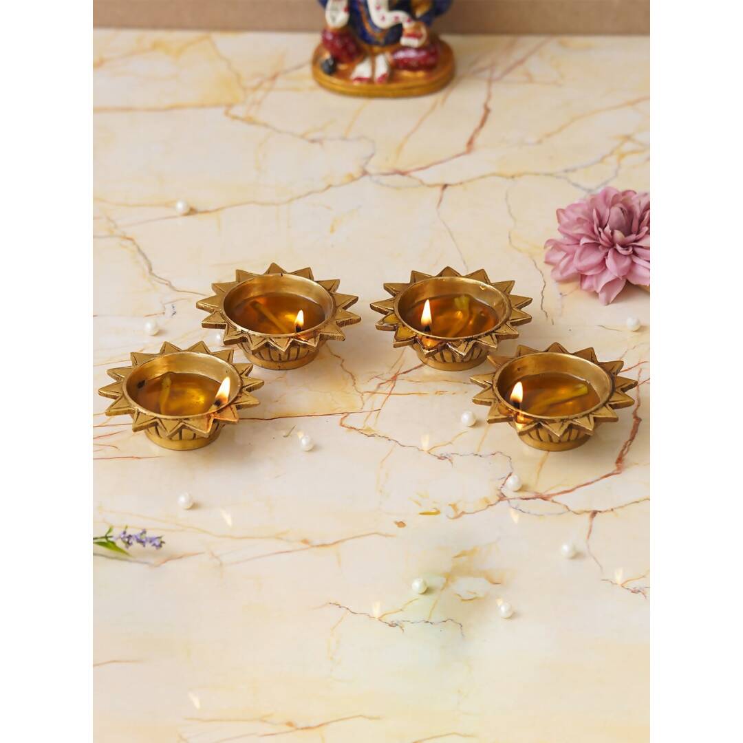 eCraftIndia 4 Pieces Beige Sun Shaped Diyas - Distacart
