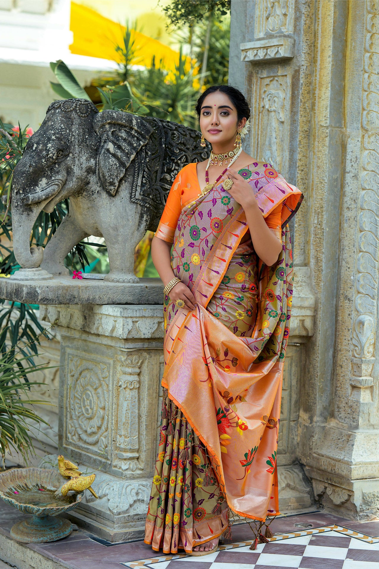 Aastha Fashion Coffee Woven Kanjivaram Silk Saree with Blouse - Distacart