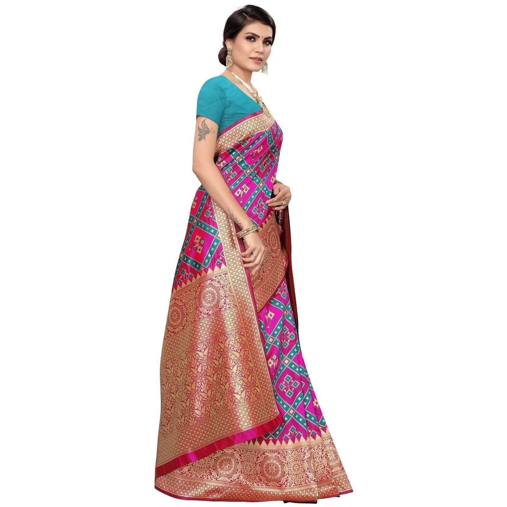 Vamika Banarasi Jaquard Pink Weaving Saree (Banarasi 17)
