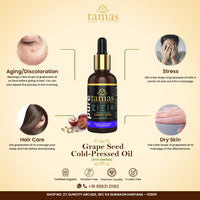 Thumbnail for Tamas Pure Ayurveda 100% Organic Grape Seed Cold Pressed Carrier Oil- USDA Certified Organic- 30ML - Distacart