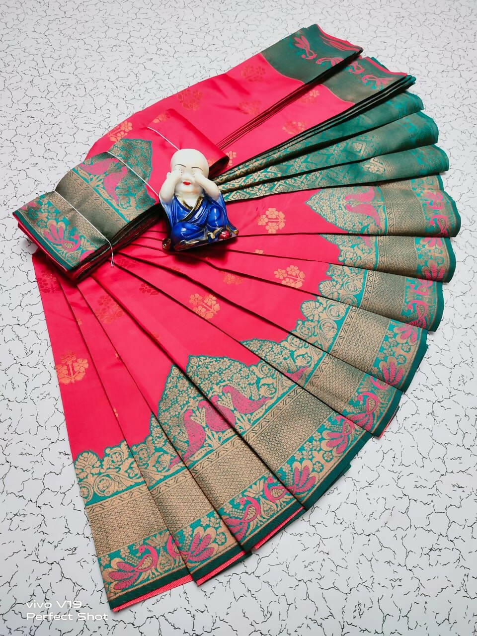 DEIANA'S Beautiful Golden Jari with New Design Soft Lichi Silk Saree - Red - Distacart