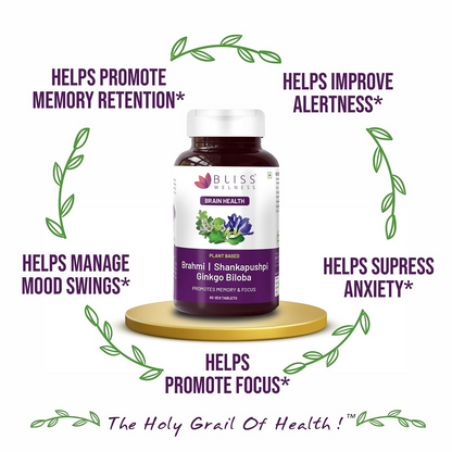 Bliss Welness Brahmi Shankpushpi Ginkgo Biloba Tablets - Distacart