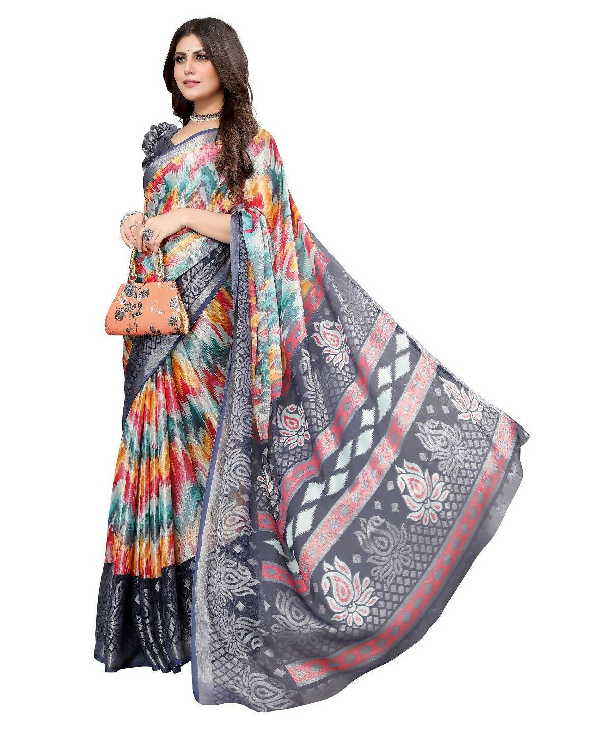 Vamika Grey Chiffon Brasso Bollywood Style Woven Saree (KARUNA GREY) - Distacart