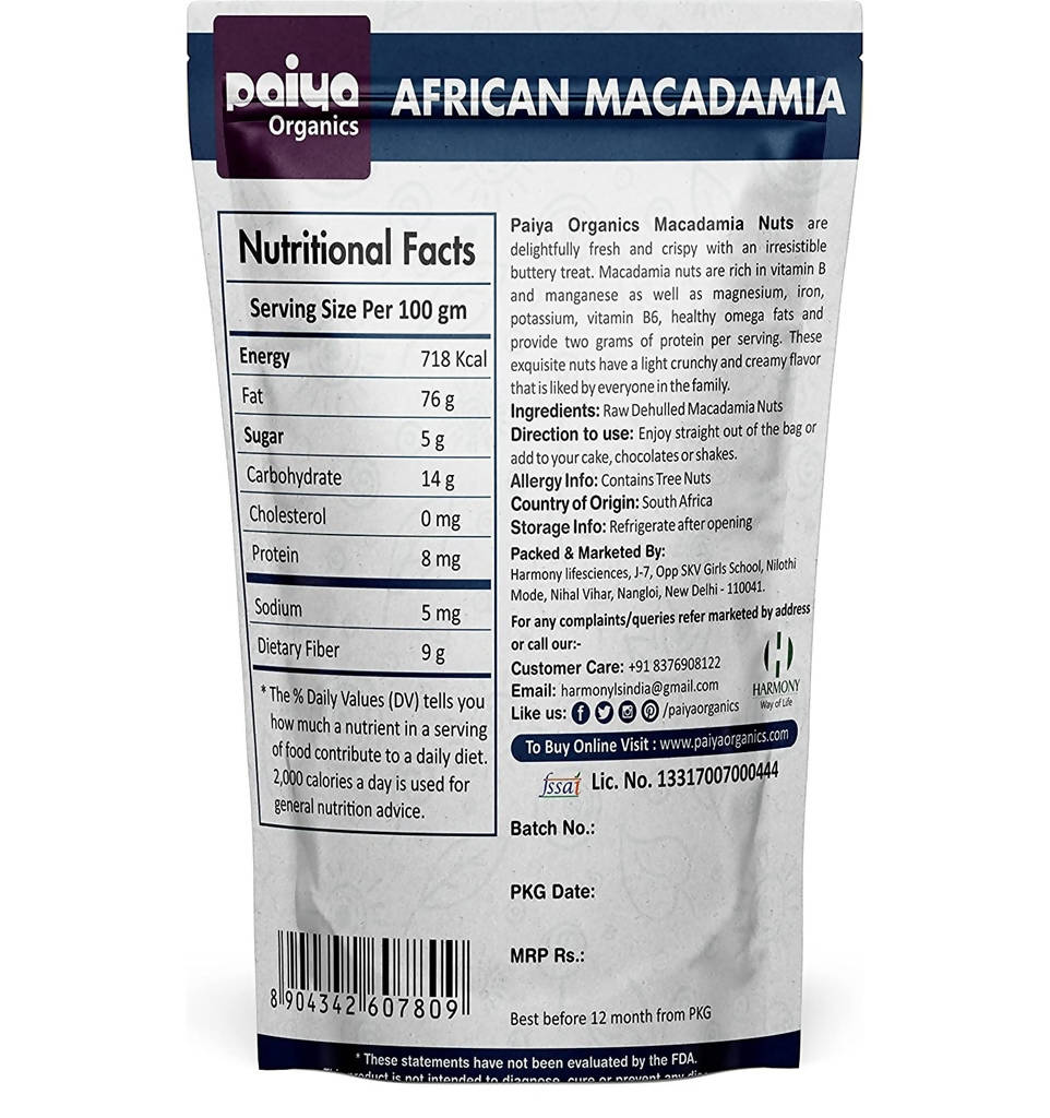 Paiya Organics African Macadamia Exotic & Healthy Nuts - Distacart