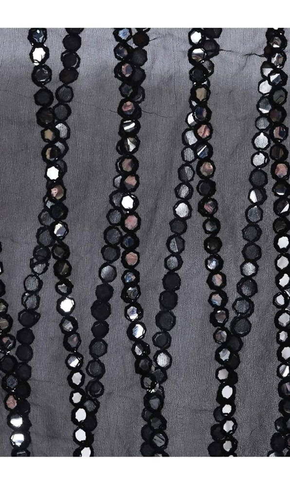 Mominos Fashion Black Orgenza Mirror Stripe Dupatta
