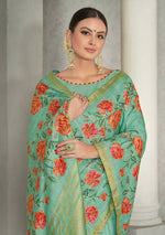 Thumbnail for Sea Green Rangkat Tussar Silk Woven Design Saree with Unstitched Blouse - Mohmanthan Eshani - Distacart
