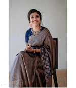 Thumbnail for DEIANA'S Beautiful Golden Jari with New Design Soft Lichi Silk Saree - Blue - Distacart