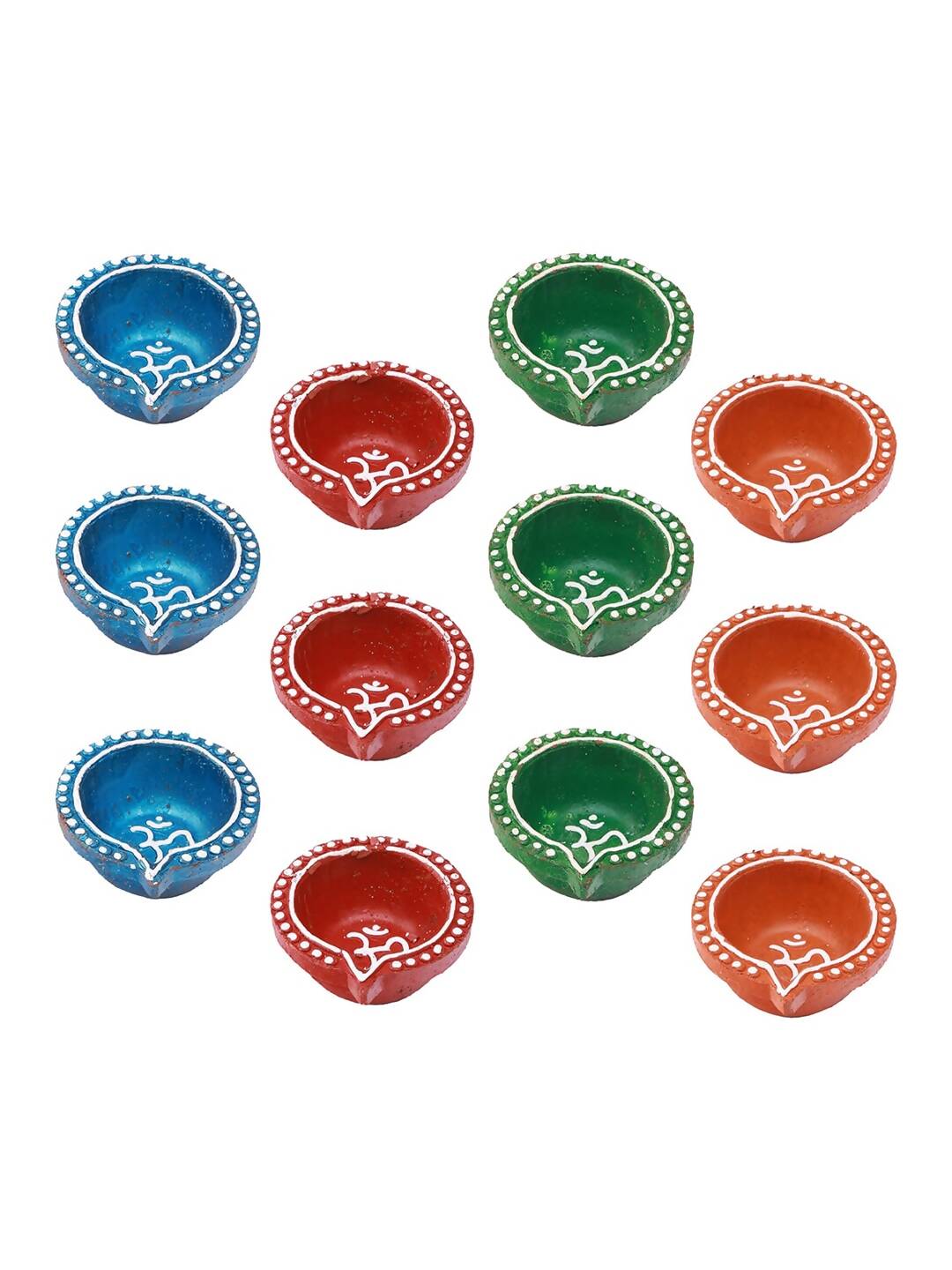 Tied Ribbons Red Blue Pack of 12 Handcrafted Terracotta Clay Oil Diya - Distacart