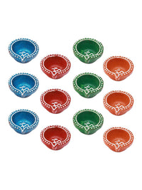 Thumbnail for Tied Ribbons Red Blue Pack of 12 Handcrafted Terracotta Clay Oil Diya - Distacart