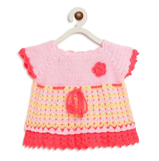 ChutPut Hand knitted Crochet Vibey Dress - Pink - Distacart