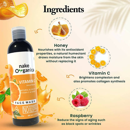 Nake Organica Vitamin C Brightening Face Wash - Distacart