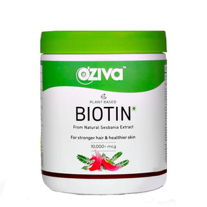 OZiva Plant Based Biotin: (10,000+ mcg) 120 Gm