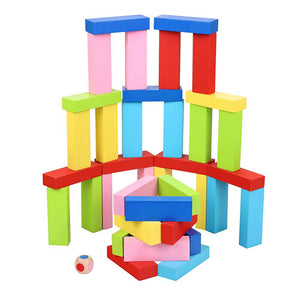 Skoodle Quest Stackrr Color Crash Tumbling Tower Game with 54 Precision Wooden Blocks of Premium Beachwood for Adults and Kids - Distacart