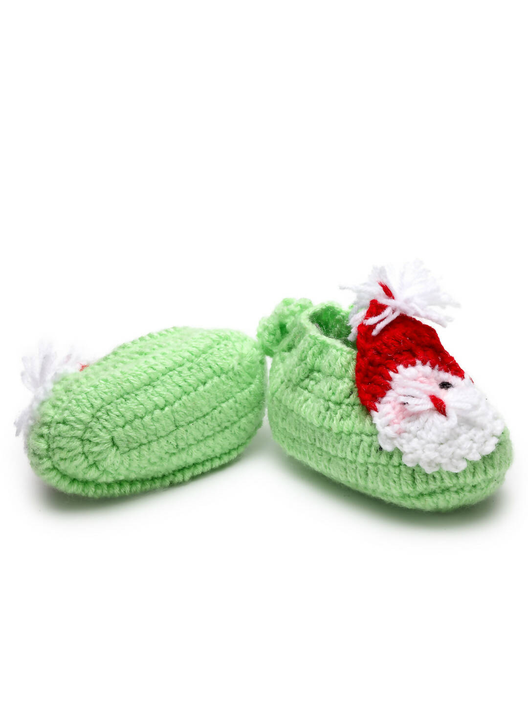 Chutput Kids Woollen Hand Knitted Santa Face Booties - Green - Distacart