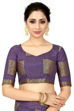 Thumbnail for Mimosa Women's Kanchipuram Tussar Silk Purple Saree - Distacart