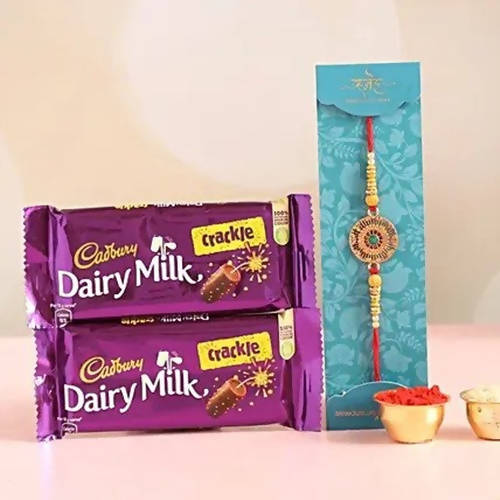 Kundan Ethnic Rakhi and Dairy Milk Crackle Chocolates