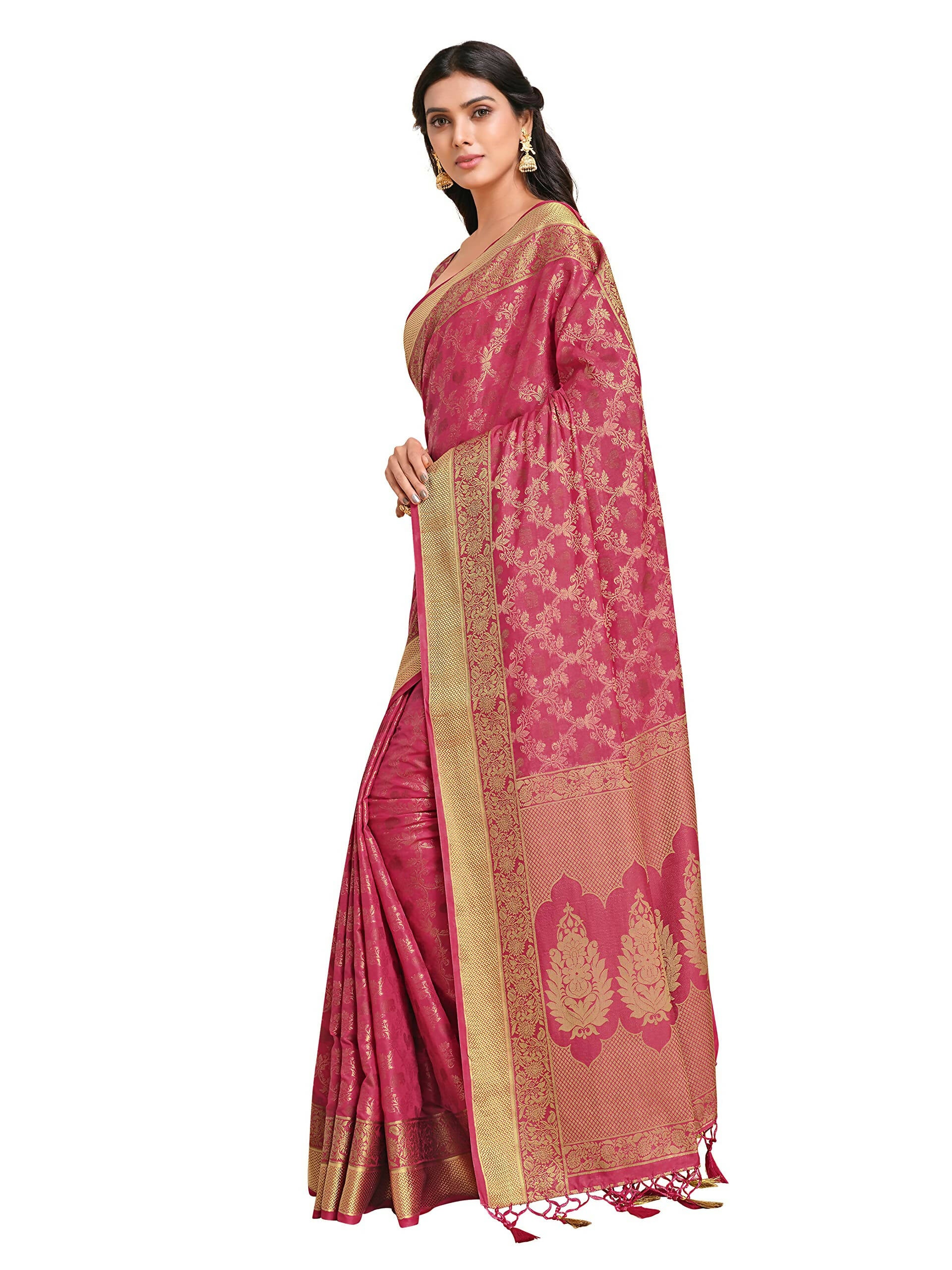 Mimosa Women's Kanchipuram Art Silk Pink Saree - Distacart