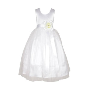 Asmaani Baby Girl's White Satin A-Line Maxi Full Length Dress (AS-DRESS_22001) - Distacart