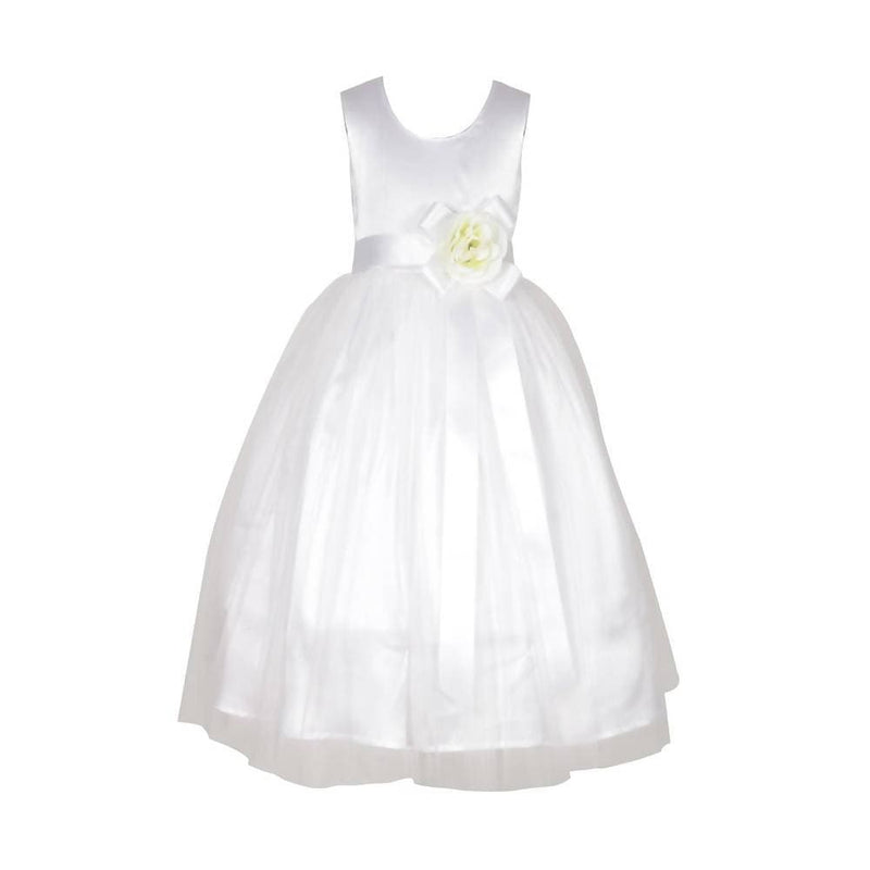 Asmaani Baby Girl&#39;s White Satin A-Line Maxi Full Length Dress (AS-DRESS_22001) - Distacart