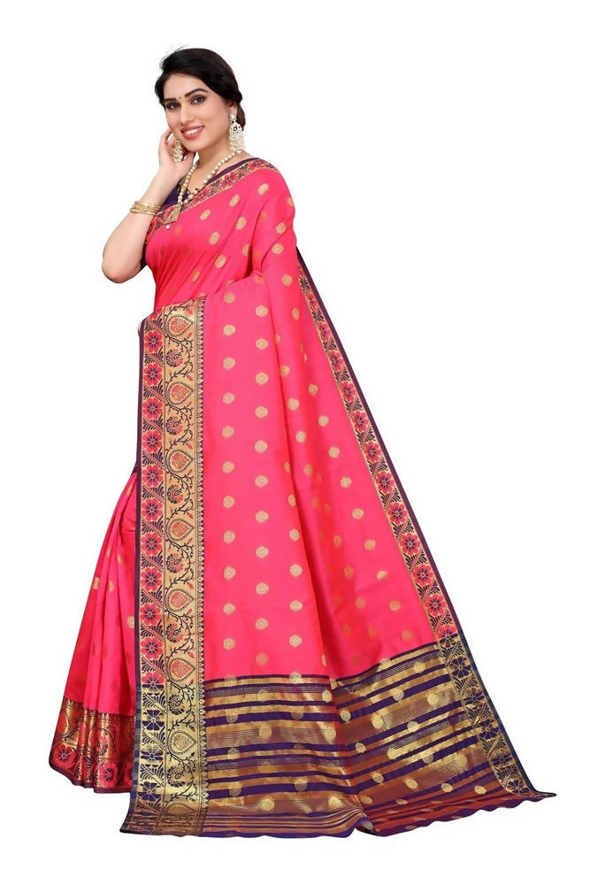 Vamika Cotton Rich Silk With Jacquard Weaving Pink Saree
