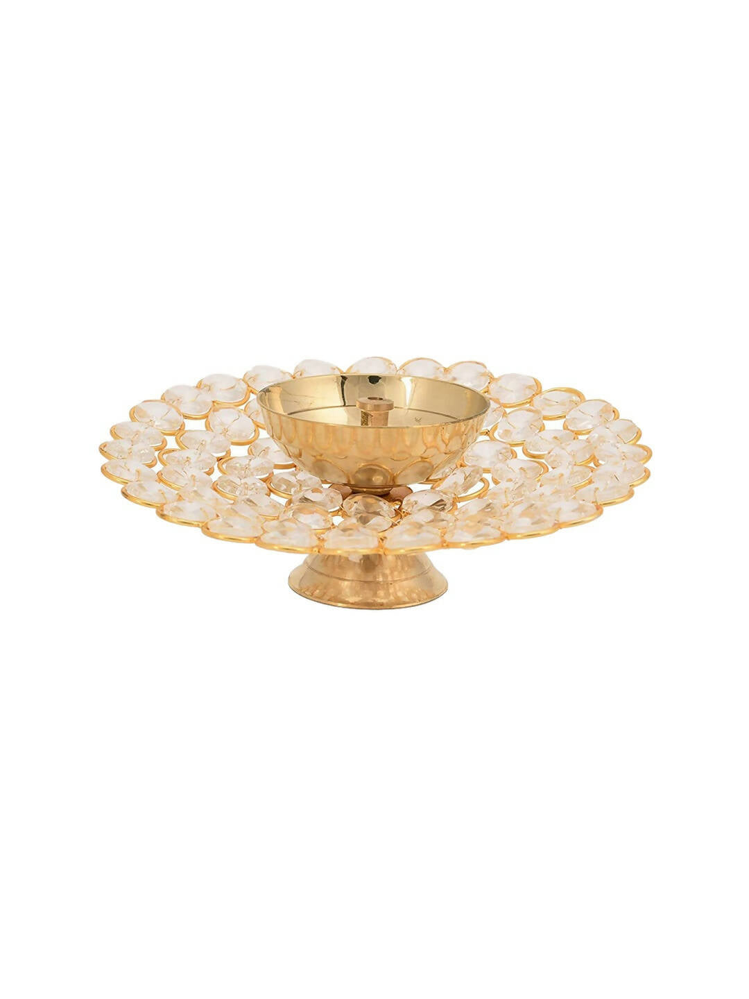 Craftvatika Gold-Toned Crystal Akhand Diya Oil Puja Lamp - Distacart
