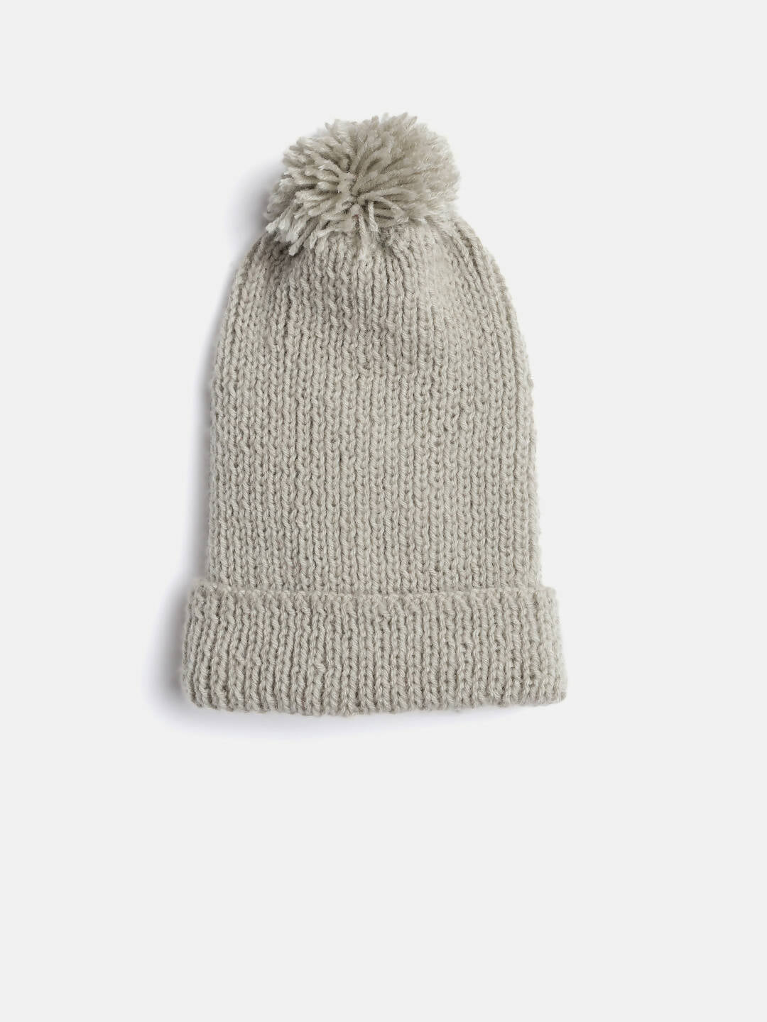 Chutput Kids Woollen Hand Knitted Pom Pom Detailed Cap - Grey - Distacart
