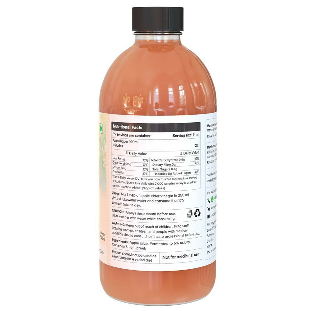 Farm Naturelle Organic Apple Cider Vinegar with Mother and Infused Cinnamon & Fenugreek - Distacart