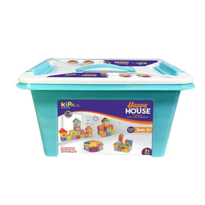 Kipa 210 Pieces Multi Colored Mega Jumbo Happy Home House Building Block with Attractive Windows and Smooth Rounded Edges Game with Storage Container - Distacart