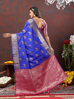 Thumbnail for Lorenvalley Fashion Blue Soft Silk Woven Design Zari Weaving Saree - Distacart