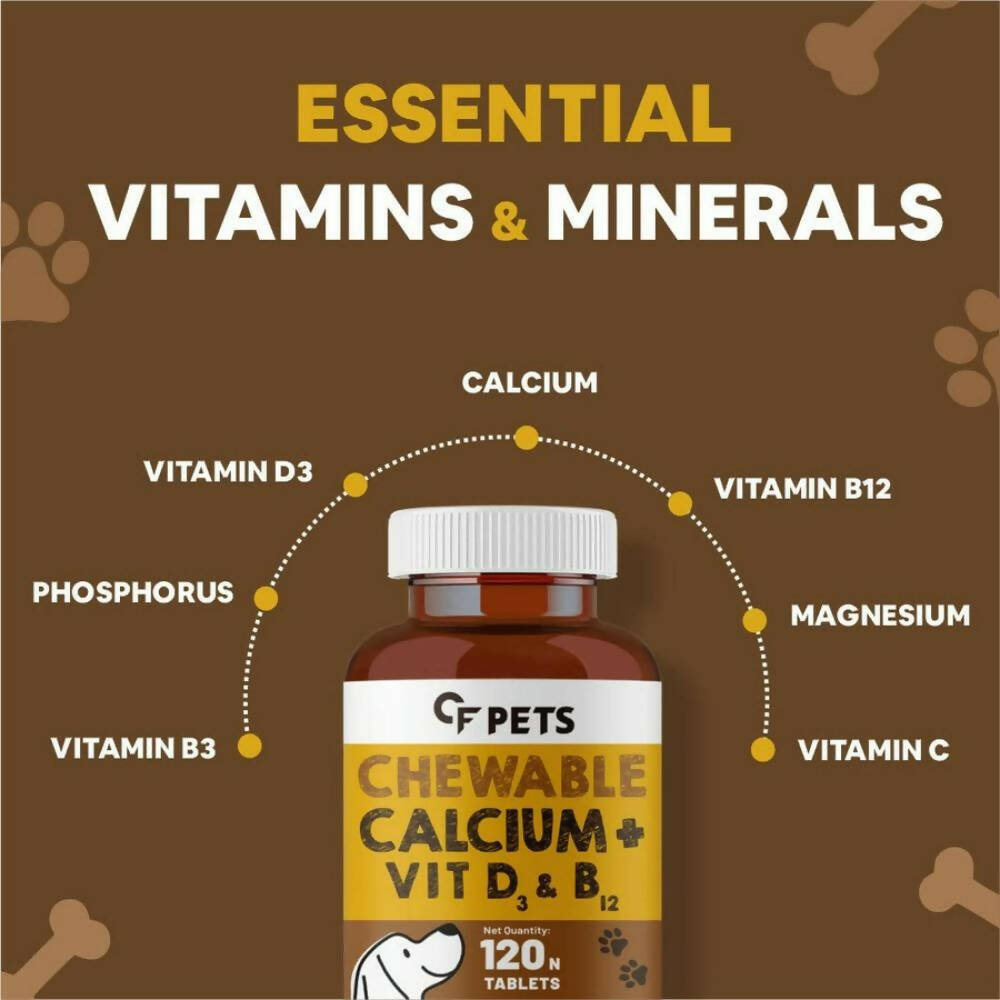 Carbamide Forte Pets Chewable Calcium Supplement with Vitamin D3, B12 Magnesium & Zinc Tablets - Distacart