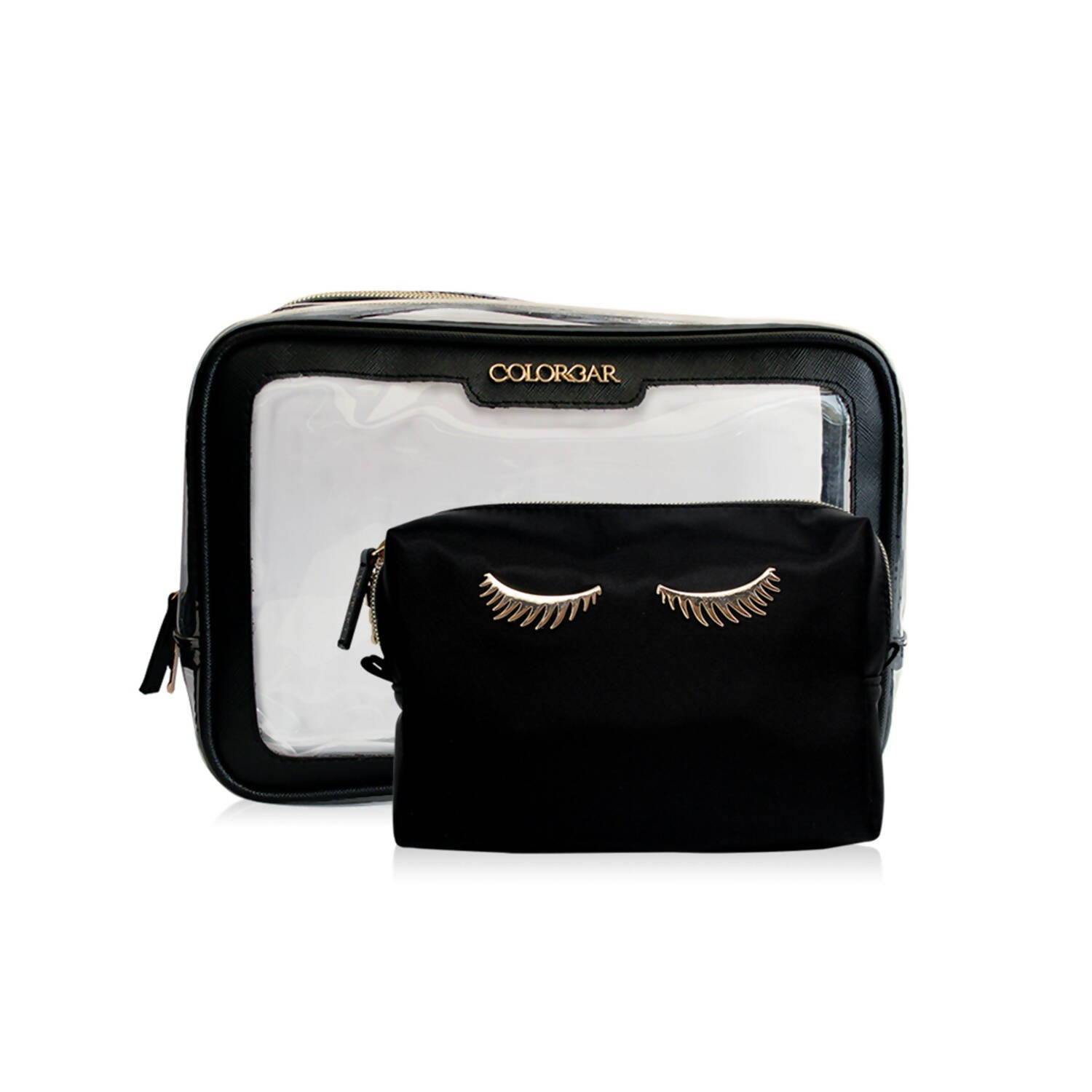 Colorbar Pouch Lips & Lashes Box Pouch (Set Of Two) - Black - Distacart