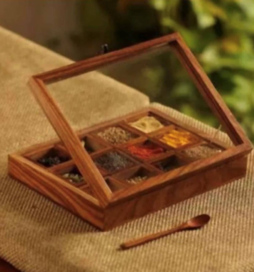 Collectibles India Wooden Masala Square Box - Distacart
