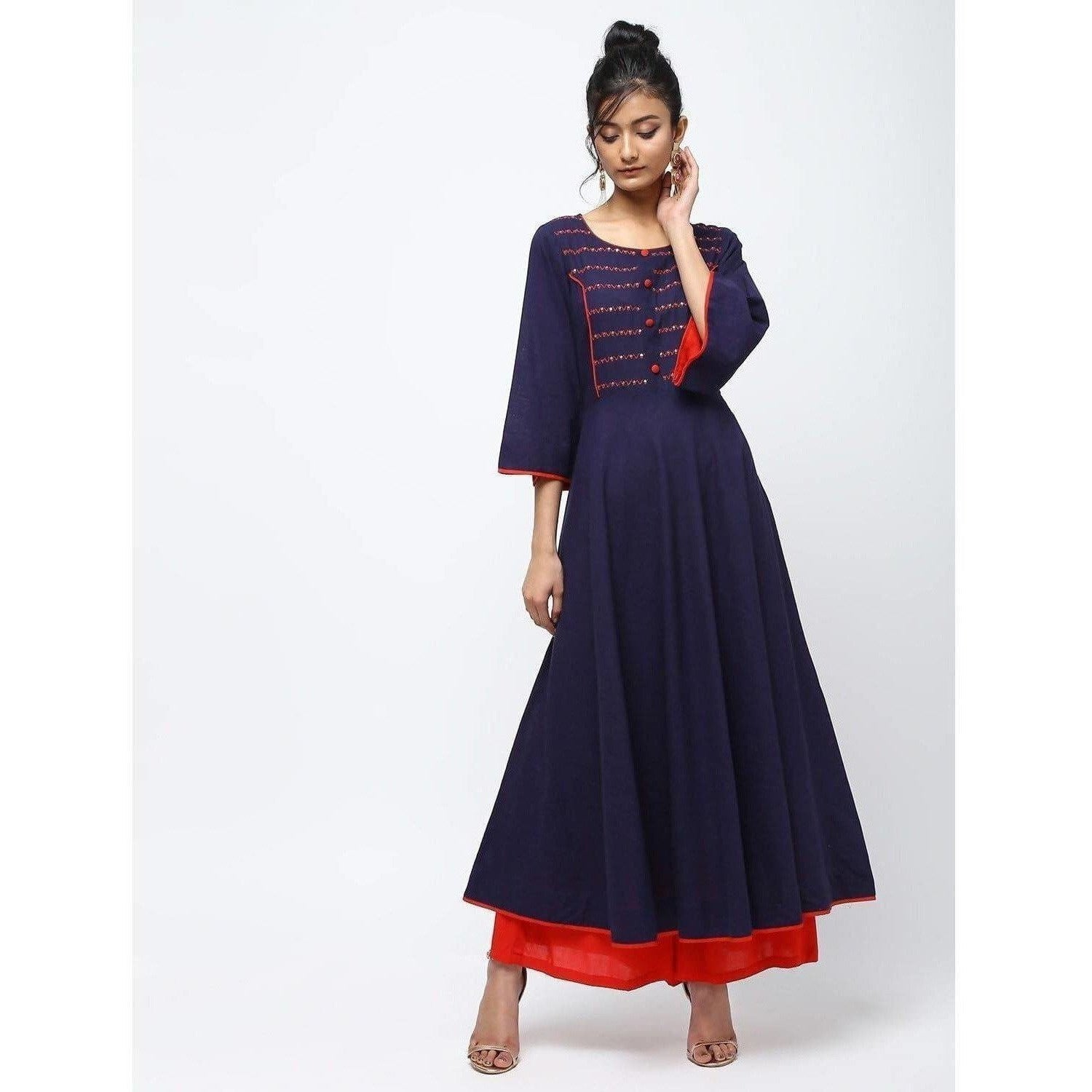 Cheera Flair Anarkali Dress With Hand Work Youk Design