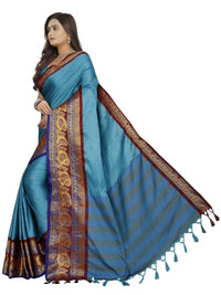 Thumbnail for Vamika Banarasi Silk Blue Weaving Saree