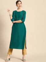 Thumbnail for Janasya Green Regular Kurta with Trousers - Distacart