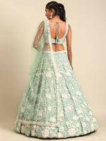 Thumbnail for House of Panchhi Sea Green Chinon Sequins and Zarkan embroidery Lehenga choli & Dupatta - Distacart