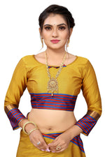 Thumbnail for Vamika Ethnic Fire Mustard Cotton Silk Saree - Distacart
