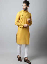 Thumbnail for Even Apparels Yellow Color Pure Cotton Men's Kurta With Side Placket (SLD1192) - Distacart