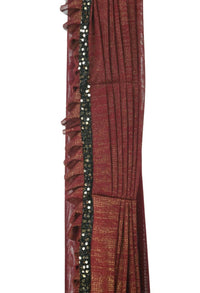 Thumbnail for Mominos Fashion All Season Wear Rust And Black Ruffled Ready To Wear Saree - Distacart