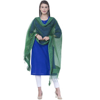 Thumbnail for A R SILK Rama green Color Chandna Orgenza cotton Dupattas and Chunnis
