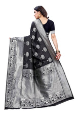 Thumbnail for Vamika Banarasi Jacquard Weaving Black Saree (AMEE BLACK) - Distacart