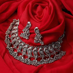 Thumbnail for Mominos Fashion Parrot Design Silver Color Choker with Ghungru Necklace Set 