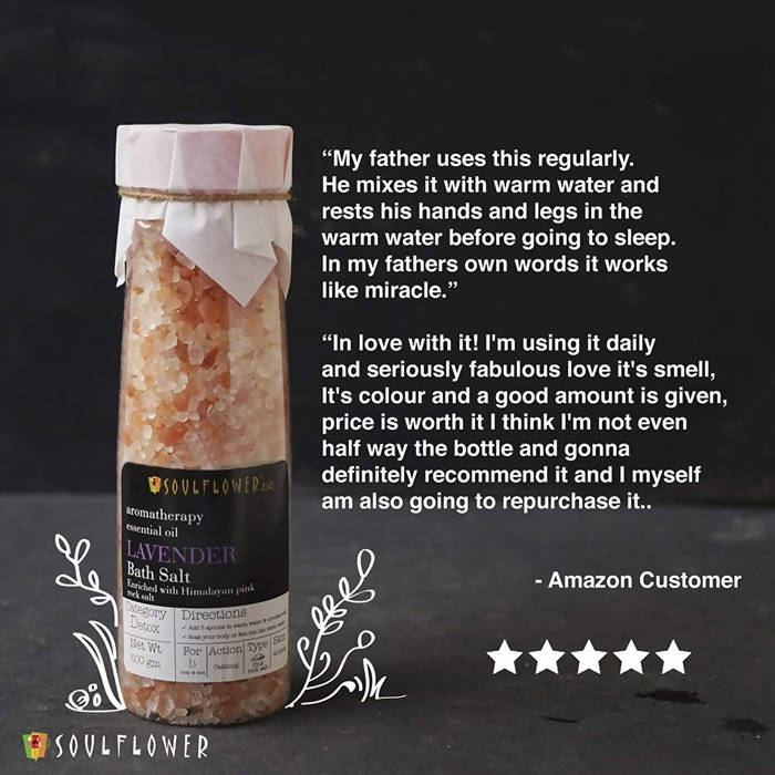Soulflower Aromatherapy Essential Oil Lavender Bath Salt Enriched With Himalayan Pink Rock Salt - Distacart